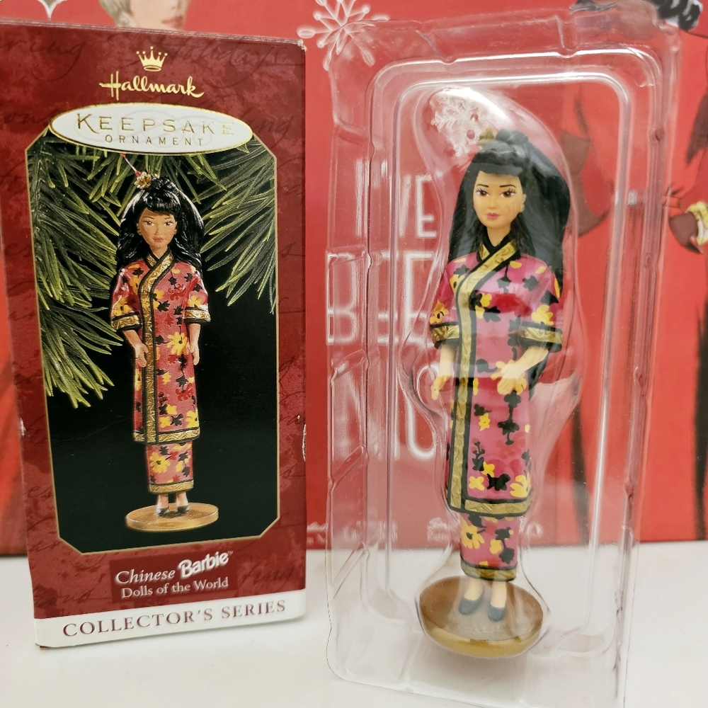 NIB Vintage Chinese Barbie Hallmark Ornament 1997